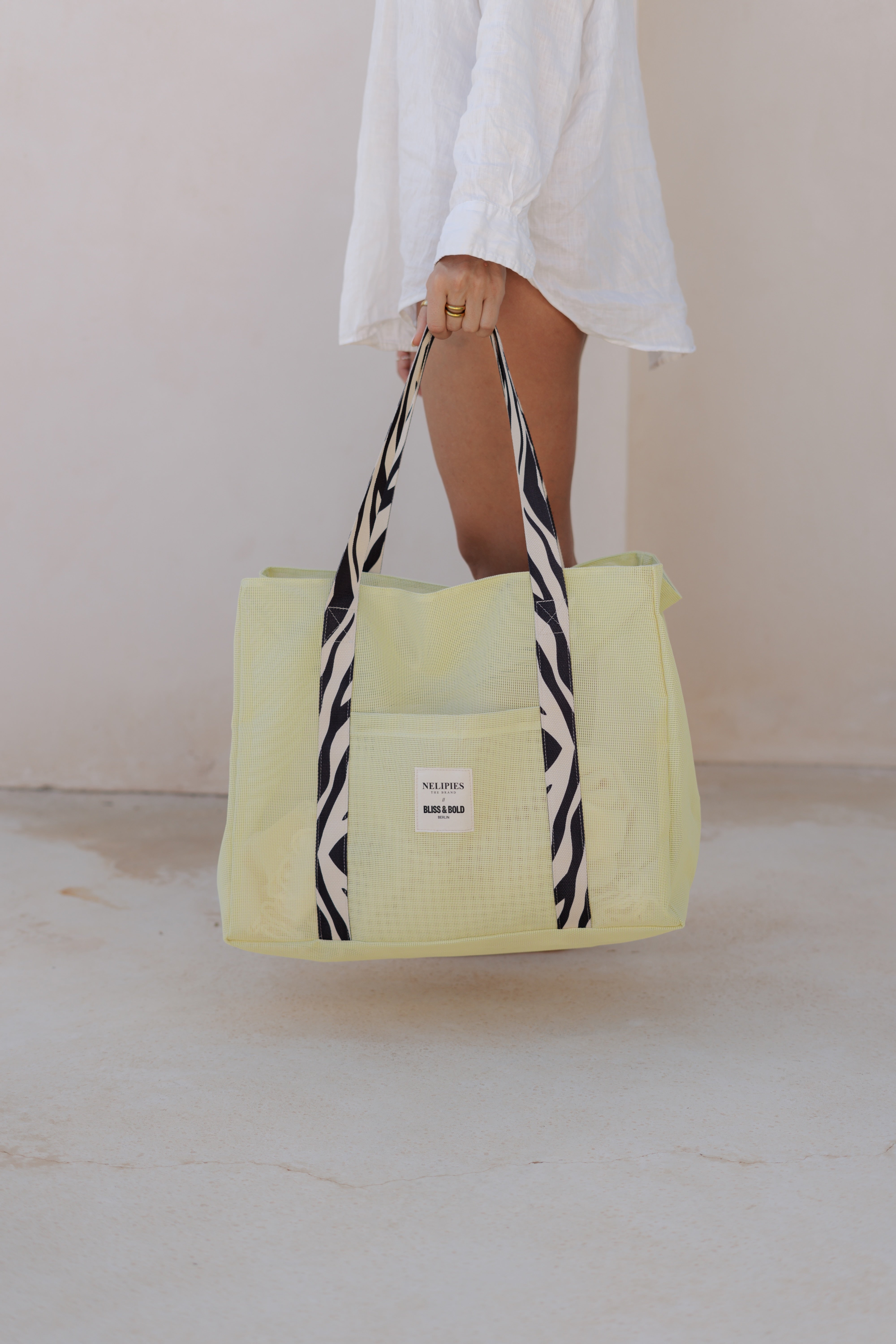 NELIPIES X BLISS & BOLD MESH BAG SET ZEBRA / LEMON-LIME