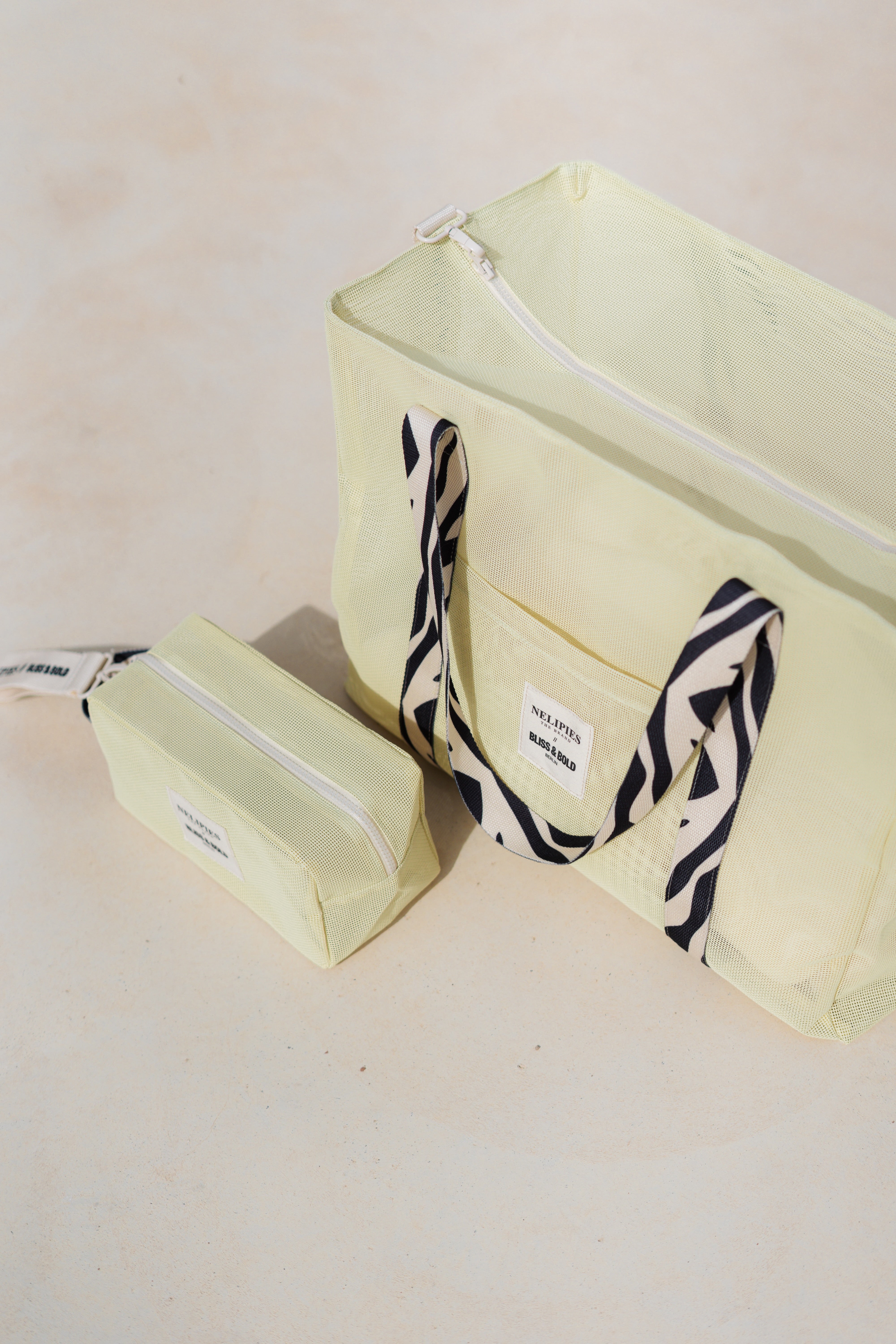 NELIPIES X BLISS & BOLD MESH BAG SET ZEBRA / LEMON-LIME