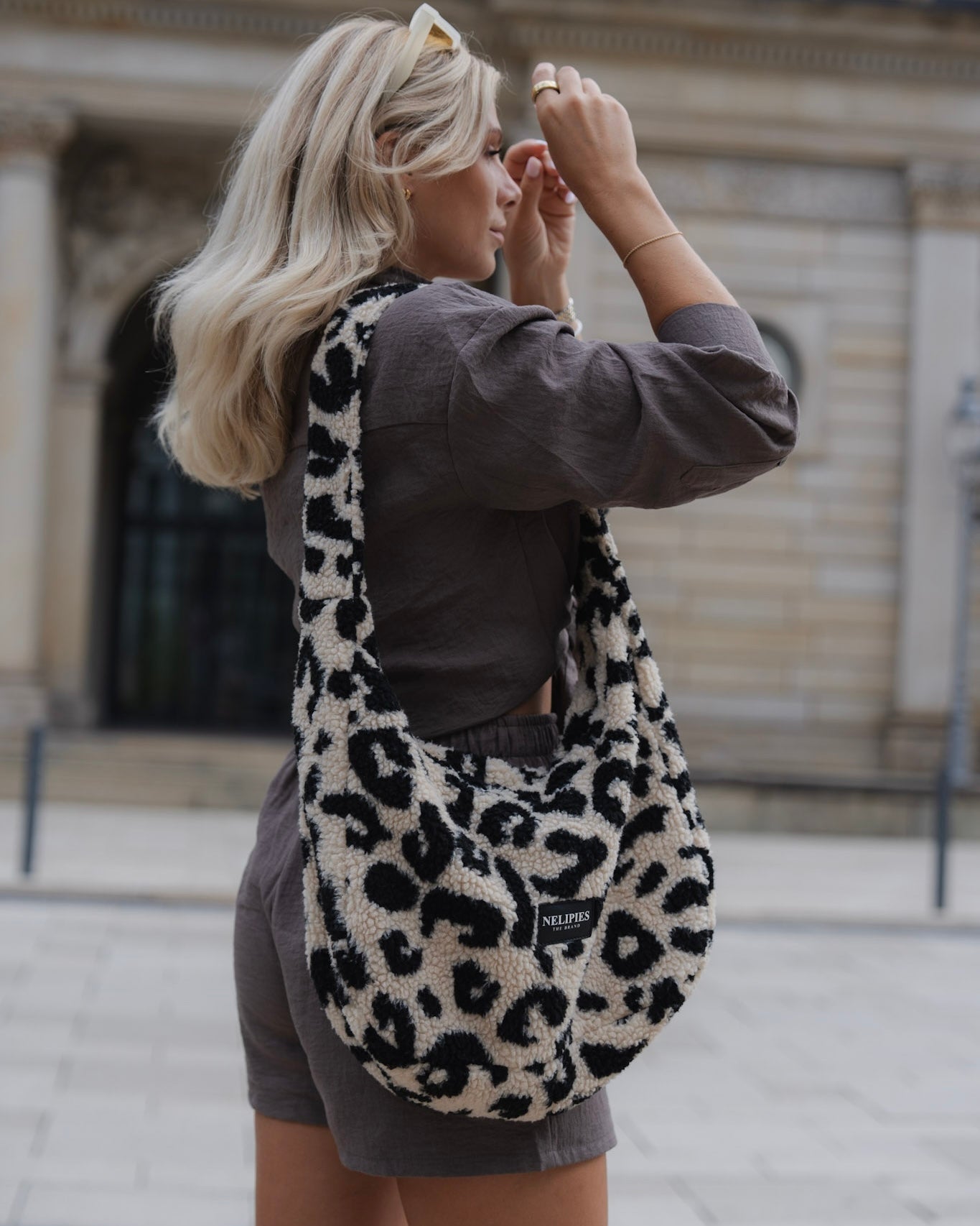 Tasche Animal Print Schwarz Made In Italy Damen Leo Tasche Shopper